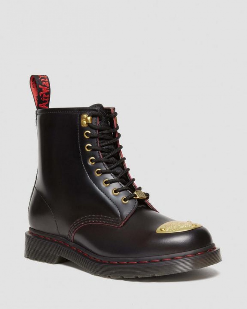 Dr Martens 1460 Year of the Dragon Læder Blonder Up Støvler Dame Sort Rød | Danmark_Dr72152