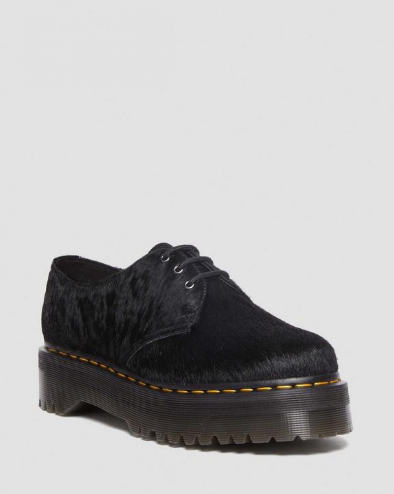 Dr Martens 1461 Hair-On Platform Sko Herre Sort | Danmark_Dr72621