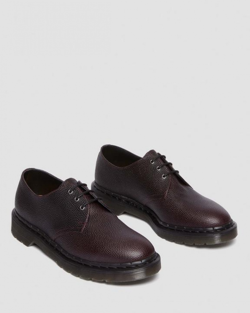 Dr Martens 1461 Pebble Grain Læder Oxford Sko Dame Bordeaux | Danmark_Dr30760