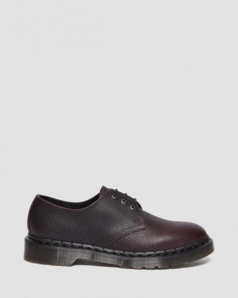 Dr Martens 1461 Pebble Grain Læder Oxford Sko Dame Bordeaux | Danmark_Dr30760