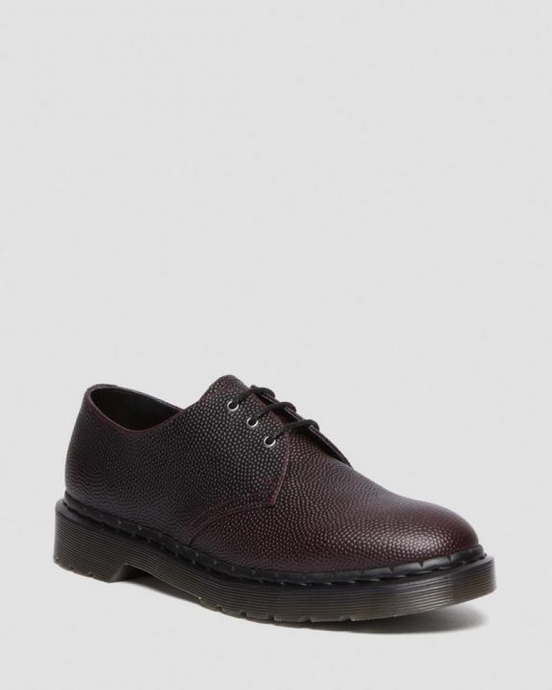 Dr Martens 1461 Pebble Grain Læder Oxford Sko Dame Bordeaux | Danmark_Dr30760