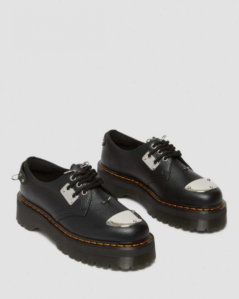 Dr Martens 1461 Piercing Milled Nappa Læder Platform Sko Dame Sort | Danmark_Dr99277