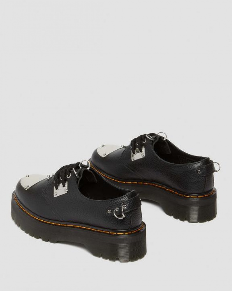 Dr Martens 1461 Piercing Milled Nappa Læder Platform Sko Dame Sort | Danmark_Dr99277