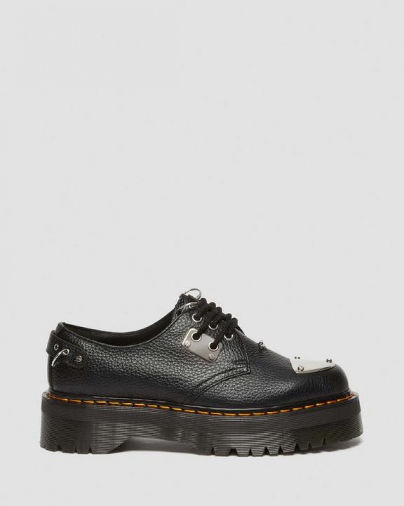 Dr Martens 1461 Piercing Milled Nappa Læder Platform Sko Dame Sort | Danmark_Dr99277