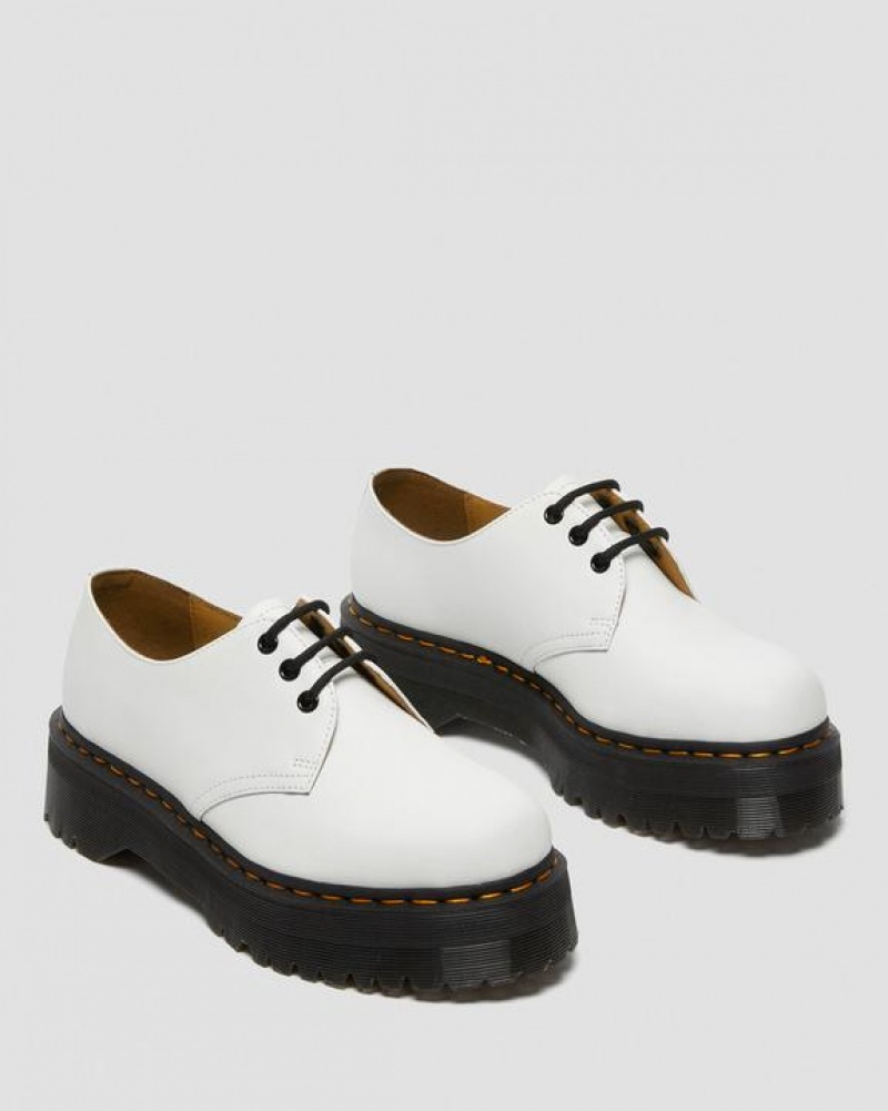 Dr Martens 1461 Smooth Læder Platform Sko Dame Hvide | Danmark_Dr81489