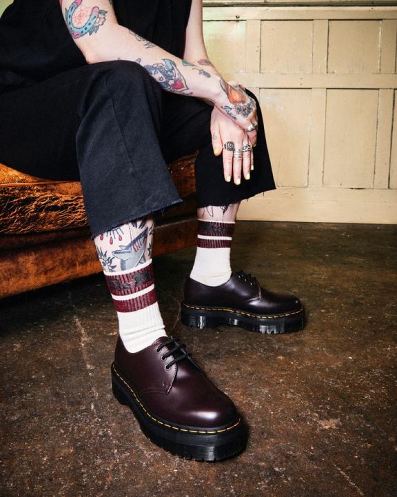 Dr Martens 1461 Smooth Læder Platform Sko Dame Bordeaux | Danmark_Dr90650