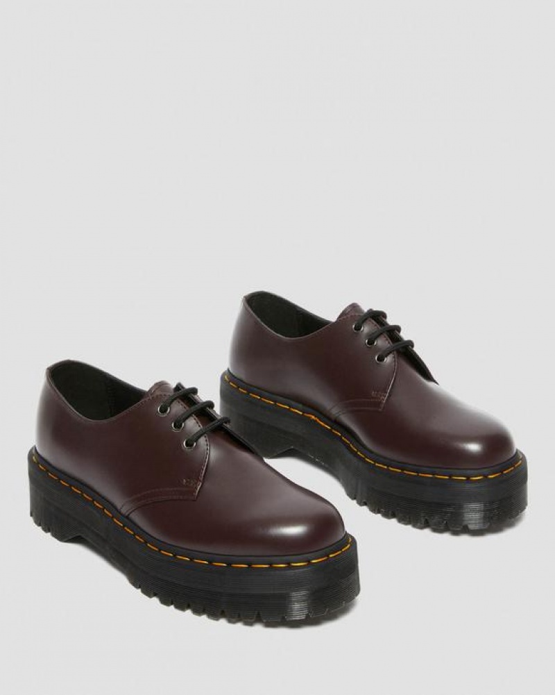 Dr Martens 1461 Smooth Læder Platform Sko Dame Bordeaux | Danmark_Dr90650