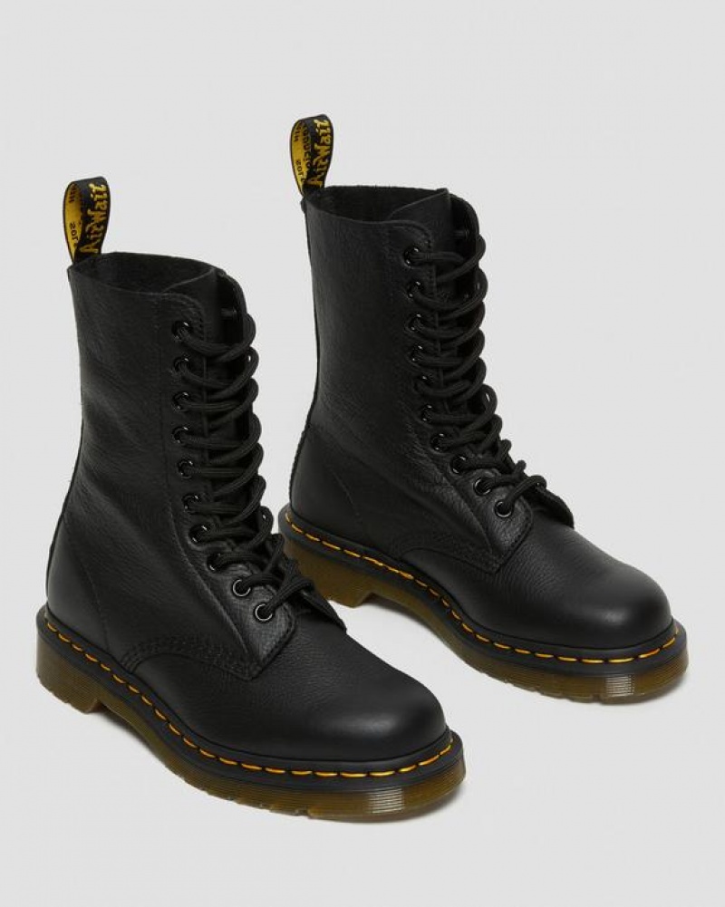 Dr Martens 1490 Virginia Læder Mid Calf Støvler Dame Sort | Danmark_Dr11446