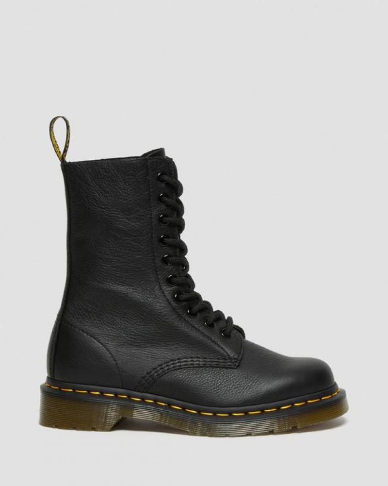 Dr Martens 1490 Virginia Læder Mid Calf Støvler Dame Sort | Danmark_Dr11446