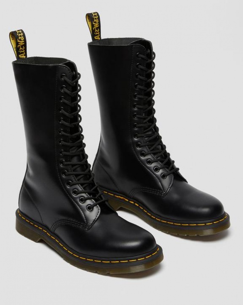 Dr Martens 1914 Smooth Læder Høje Støvler Dame Sort | Danmark_Dr27941