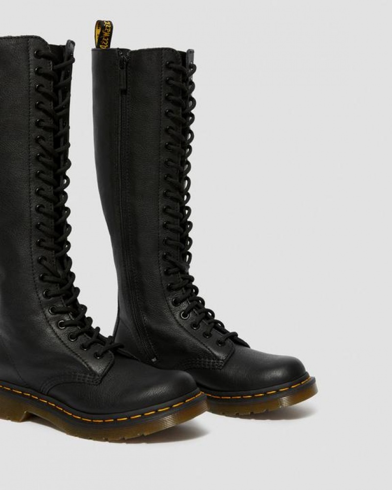 Dr Martens 1B60 Virginia Læder Knee High Støvler Dame Sort | Danmark_Dr34036