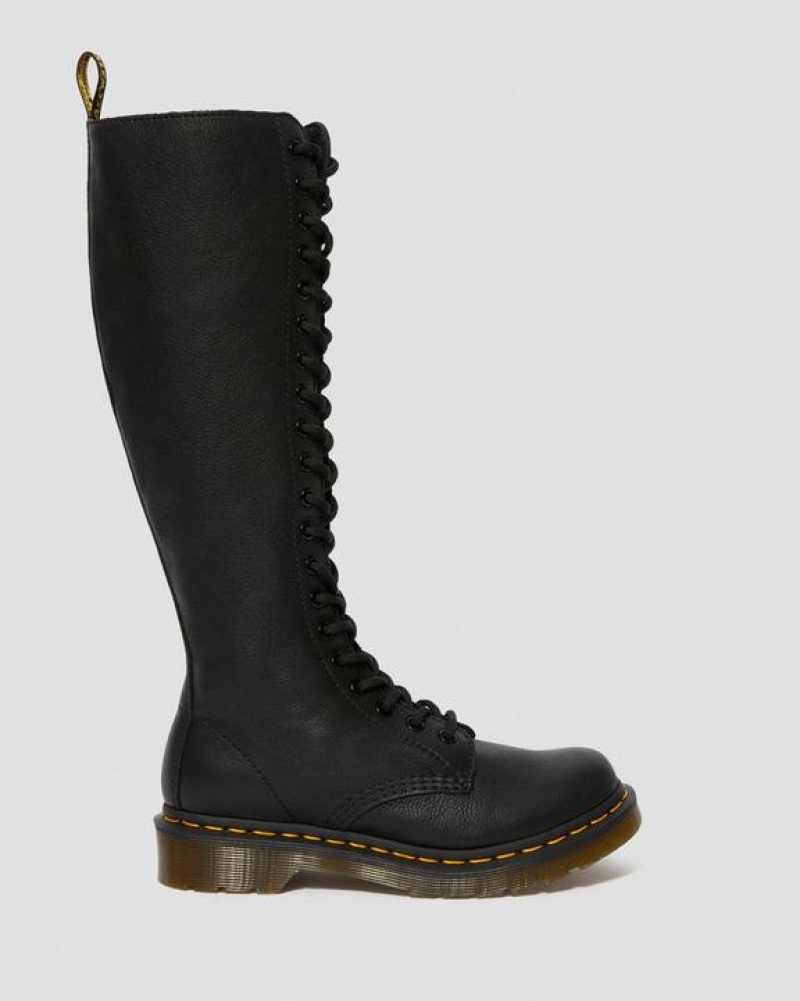 Dr Martens 1B60 Virginia Læder Knee High Støvler Dame Sort | Danmark_Dr34036