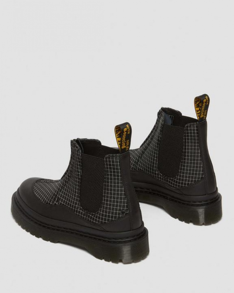 Dr Martens 2976 Beta Bex Grid Chelsea Platform Sko Dame Sort Hvide | Danmark_Dr48820