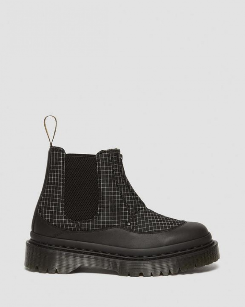 Dr Martens 2976 Beta Bex Grid Chelsea Platform Sko Dame Sort Hvide | Danmark_Dr48820