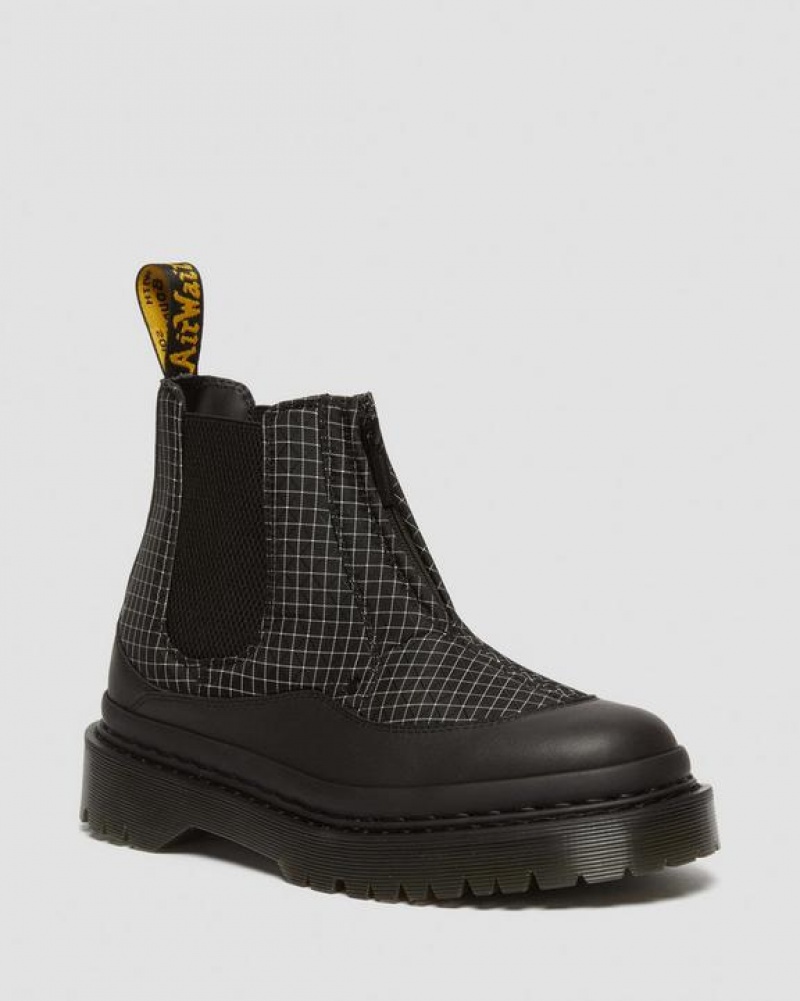 Dr Martens 2976 Beta Bex Grid Chelsea Platform Sko Dame Sort Hvide | Danmark_Dr48820