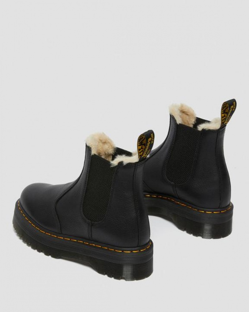 Dr Martens 2976 Faux Fur Forede Chelsea Platform Sko Dame Sort | Danmark_Dr69327