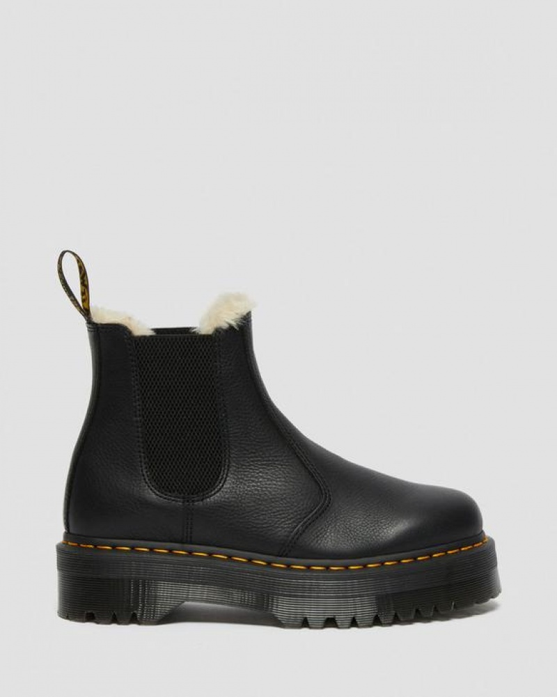 Dr Martens 2976 Faux Fur Forede Chelsea Platform Sko Dame Sort | Danmark_Dr69327