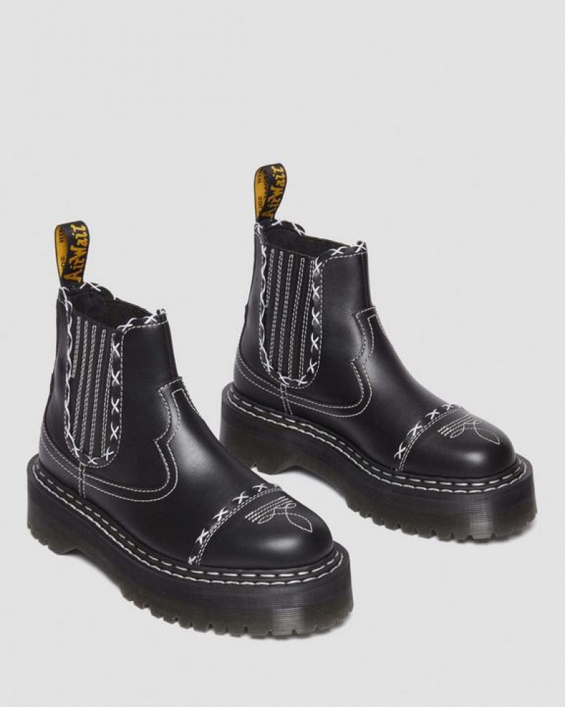 Dr Martens 2976 Gothic Americana Læder Chelsea Platform Sko Herre Sort | Danmark_Dr22693