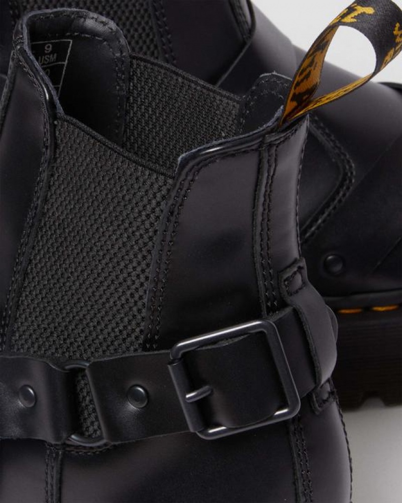 Dr Martens 2976 Harness Læder Platform Chelsea Støvler Dame Sort | Danmark_Dr16692