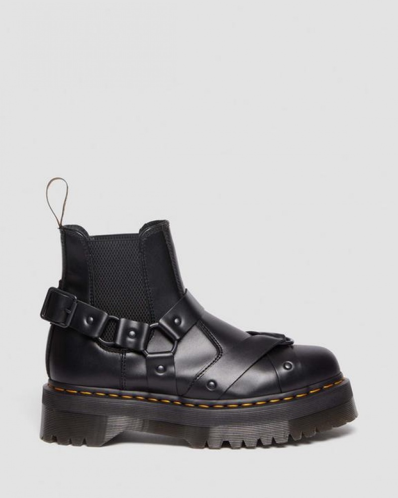 Dr Martens 2976 Harness Læder Platform Chelsea Støvler Dame Sort | Danmark_Dr16692