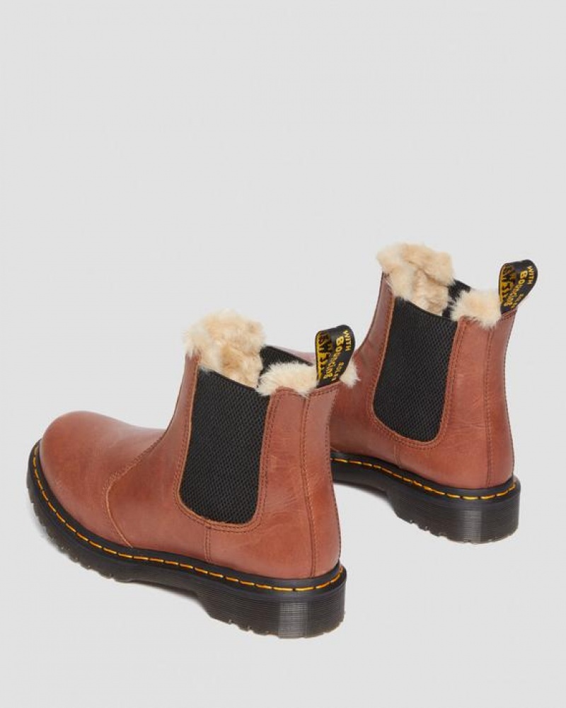 Dr Martens 2976 Leonore Women's Faux Fur-Forede Chelsea Støvler Dame Brune | Danmark_Dr81195