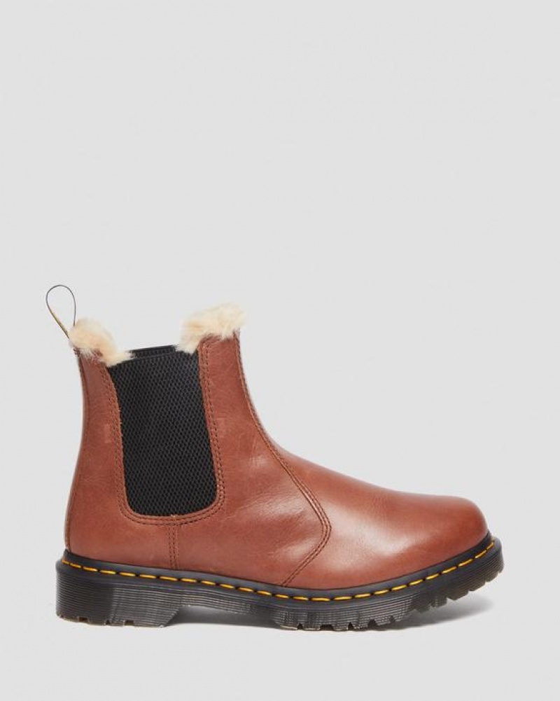 Dr Martens 2976 Leonore Women's Faux Fur-Forede Chelsea Støvler Dame Brune | Danmark_Dr81195