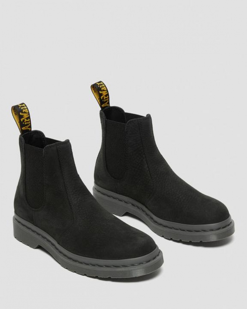 Dr Martens 2976 Mono Milled Nubuck Læder Chelsea Støvler Dame Sort | Danmark_Dr39004