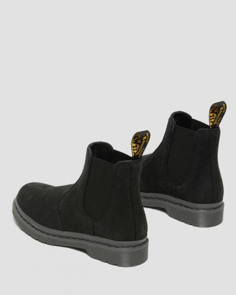 Dr Martens 2976 Mono Milled Nubuck Læder Chelsea Støvler Dame Sort | Danmark_Dr39004