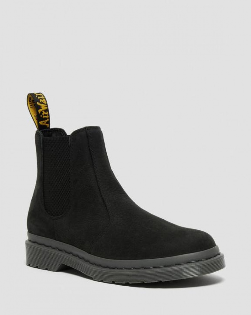 Dr Martens 2976 Mono Milled Nubuck Læder Chelsea Støvler Dame Sort | Danmark_Dr39004