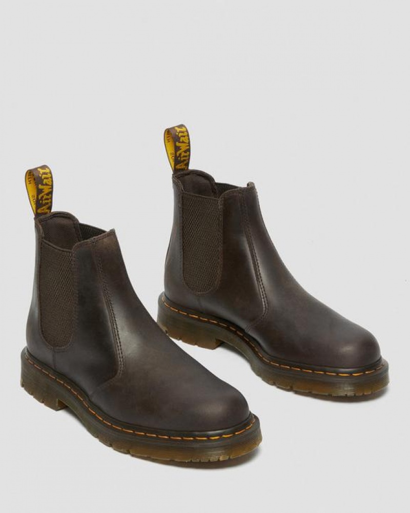 Dr Martens 2976 Slip Resistant Læder Chelsea Støvler Herre Mørkebrune | Danmark_Dr14995