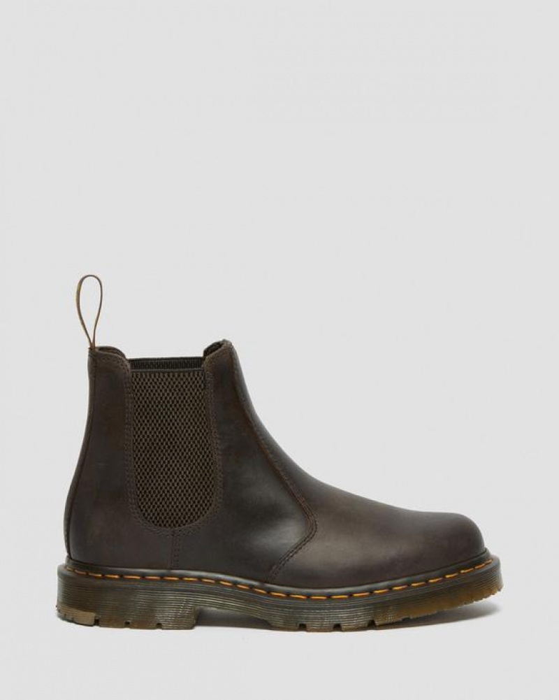 Dr Martens 2976 Slip Resistant Læder Chelsea Støvler Dame Mørkebrune | Danmark_Dr87351