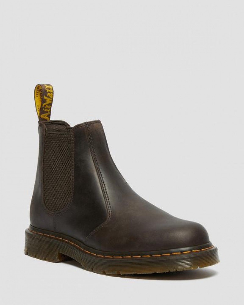 Dr Martens 2976 Slip Resistant Læder Chelsea Støvler Dame Mørkebrune | Danmark_Dr87351