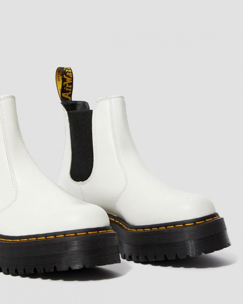 Dr Martens 2976 Smooth Læder Chelsea Platform Sko Herre Hvide | Danmark_Dr33267