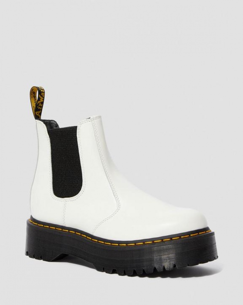 Dr Martens 2976 Smooth Læder Chelsea Platform Sko Herre Hvide | Danmark_Dr33267