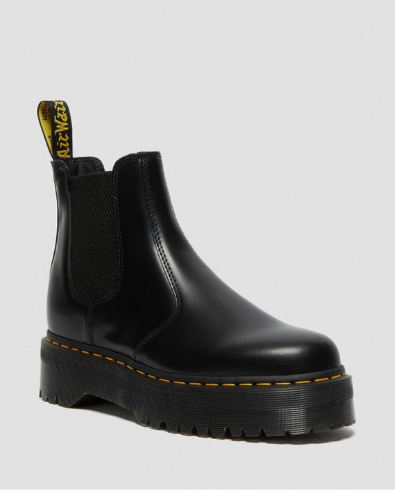 Dr Martens 2976 Smooth Læder Platform Chelsea Støvler Dame Sort | Danmark_Dr23085