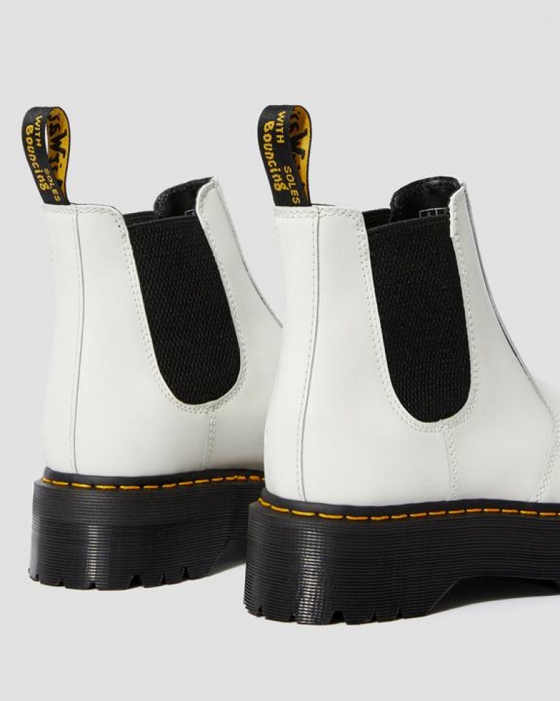 Dr Martens 2976 Smooth Læder Platform Chelsea Støvler Herre Hvide | Danmark_Dr10667