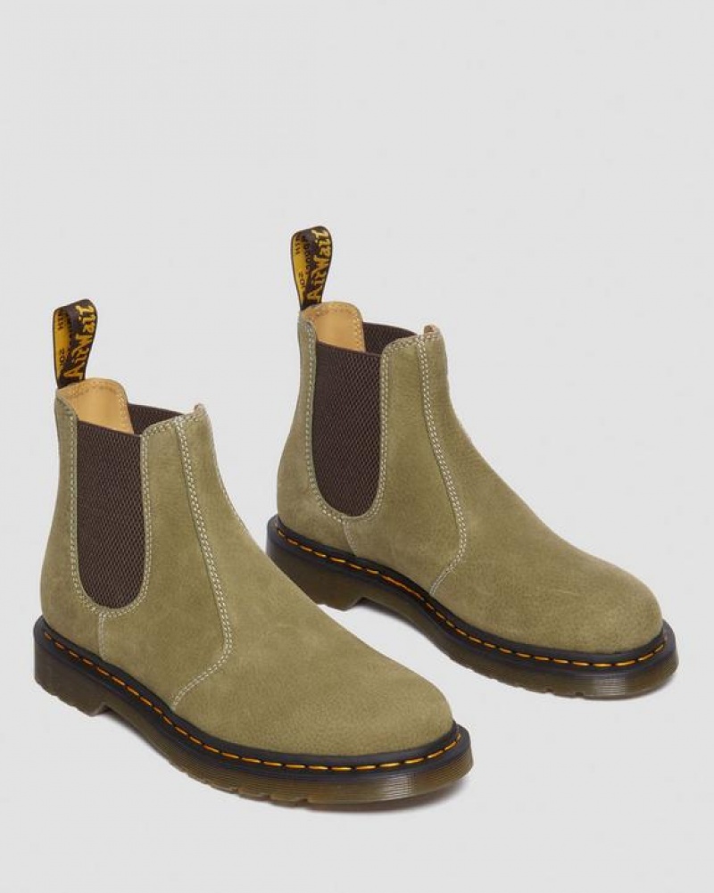 Dr Martens 2976 Tumbled Nubuck Læder Chelsea Støvler Dame Olivengrøn | Danmark_Dr78017