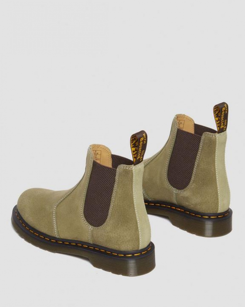 Dr Martens 2976 Tumbled Nubuck Læder Chelsea Støvler Dame Olivengrøn | Danmark_Dr78017