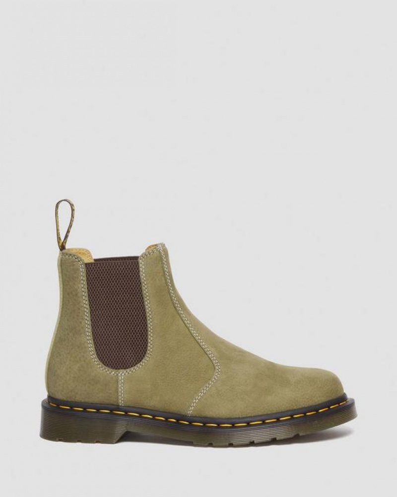 Dr Martens 2976 Tumbled Nubuck Læder Chelsea Støvler Dame Olivengrøn | Danmark_Dr78017