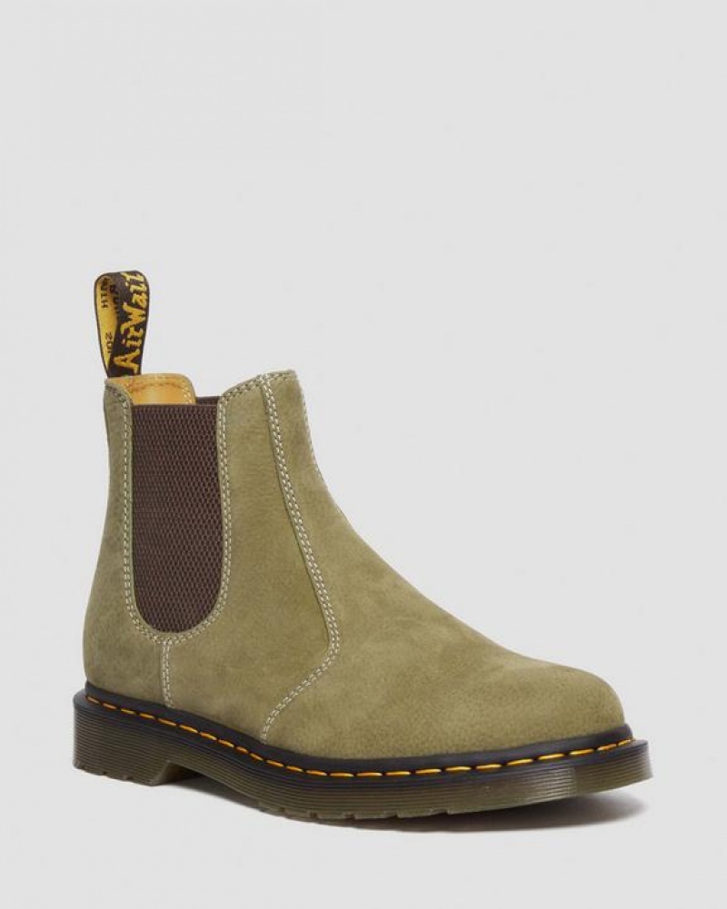 Dr Martens 2976 Tumbled Nubuck Læder Chelsea Støvler Dame Olivengrøn | Danmark_Dr78017