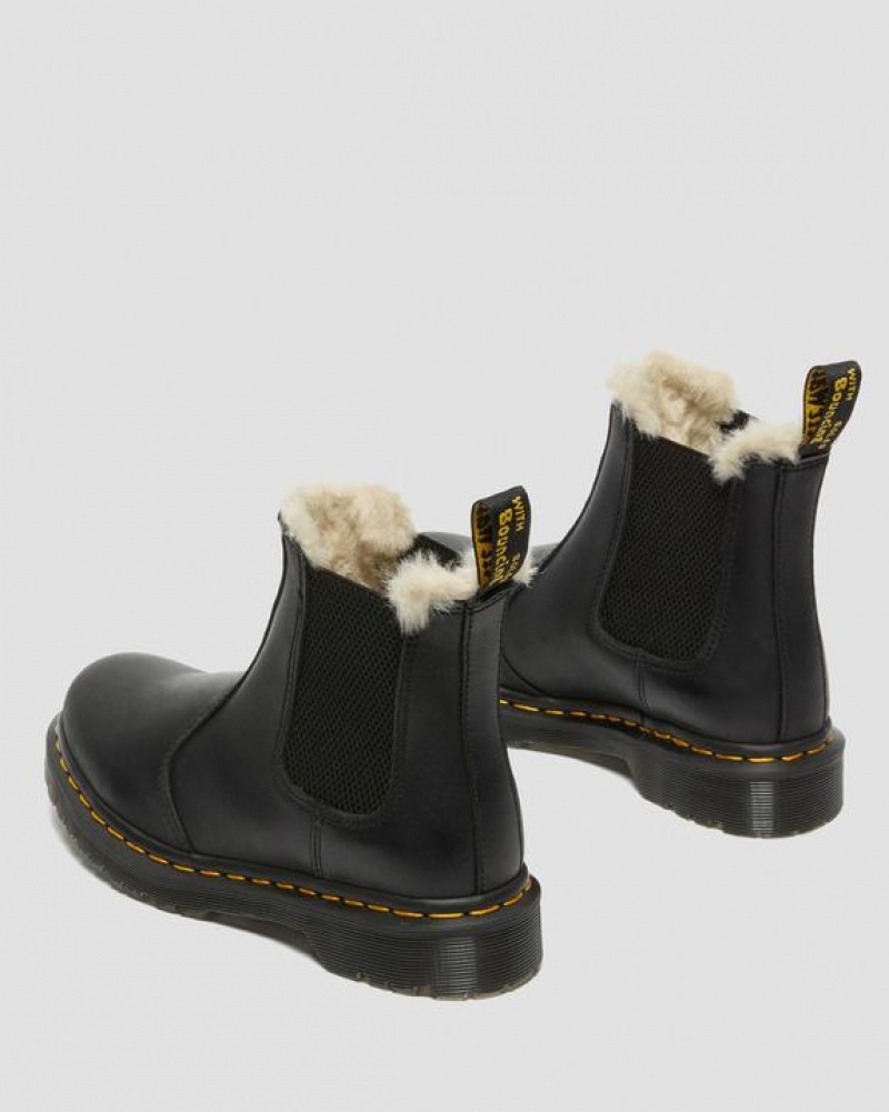 Dr Martens 2976 Women's Faux Fur Forede Chelsea Støvler Dame Sort | Danmark_Dr70563