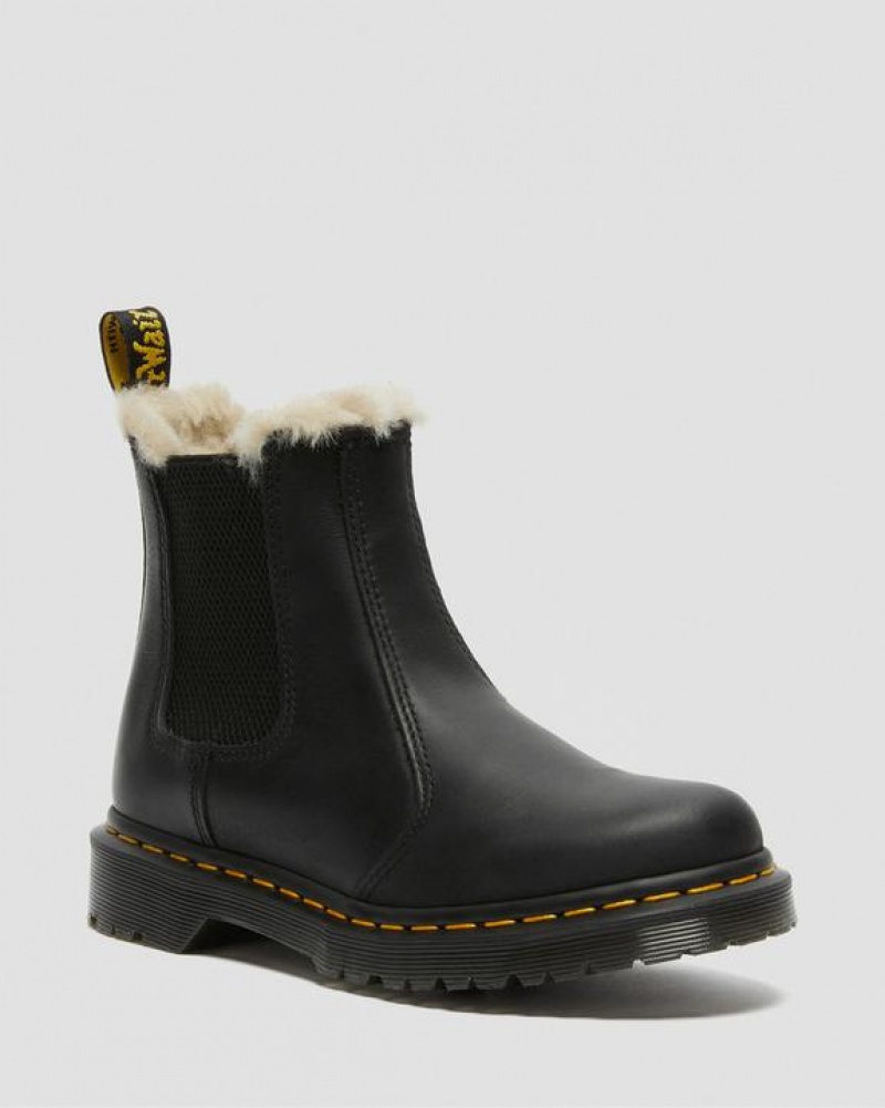 Dr Martens 2976 Women's Faux Fur Forede Chelsea Støvler Dame Sort | Danmark_Dr70563