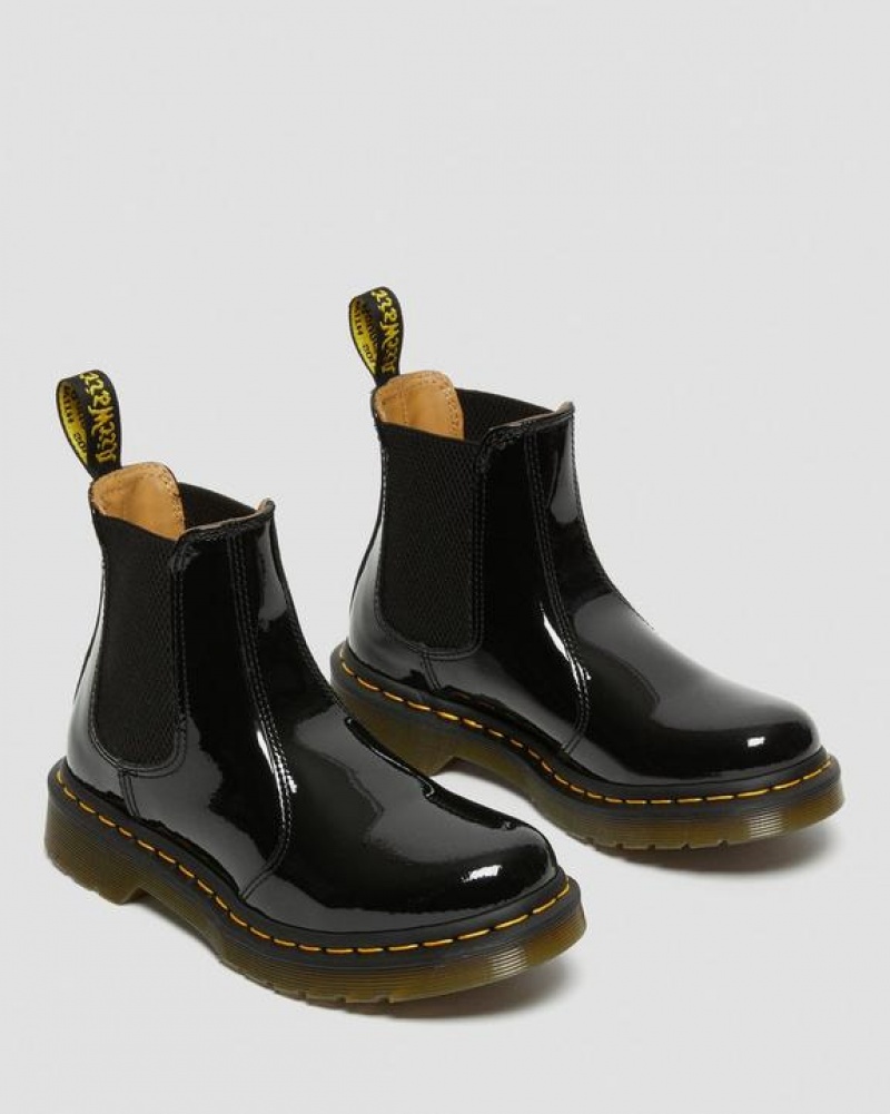 Dr Martens 2976 Women's Lak Læder Chelsea Støvler Dame Sort | Danmark_Dr85572