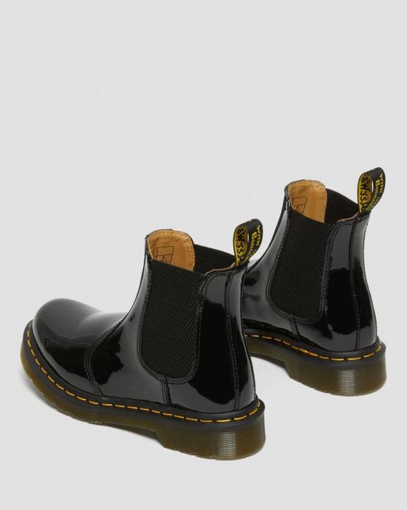 Dr Martens 2976 Women's Lak Læder Chelsea Støvler Dame Sort | Danmark_Dr85572