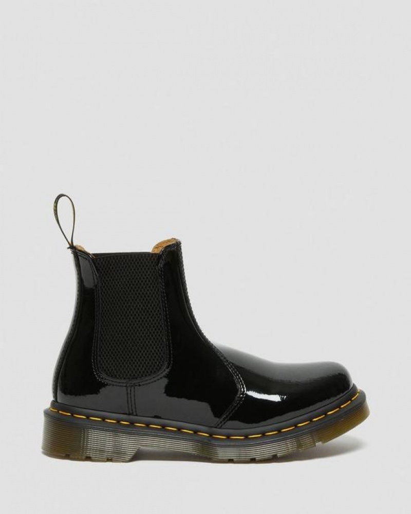 Dr Martens 2976 Women's Lak Læder Chelsea Støvler Dame Sort | Danmark_Dr85572