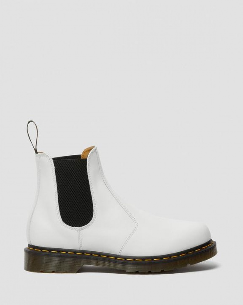 Dr Martens 2976 Yellow Stitch Smooth Læder Chelsea Støvler Herre Hvide | Danmark_Dr18637