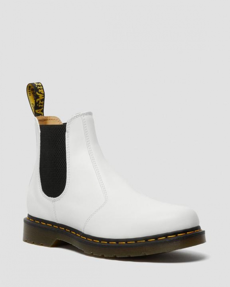 Dr Martens 2976 Yellow Stitch Smooth Læder Chelsea Støvler Herre Hvide | Danmark_Dr18637