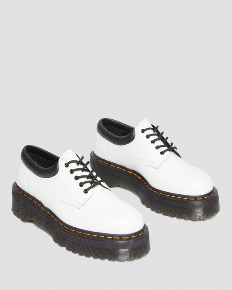 Dr Martens 8053 Læder Casual Platform Sko Herre Hvide | Danmark_Dr87352