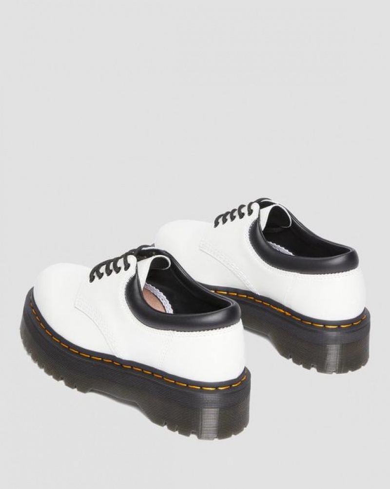 Dr Martens 8053 Læder Casual Platform Sko Herre Hvide | Danmark_Dr87352