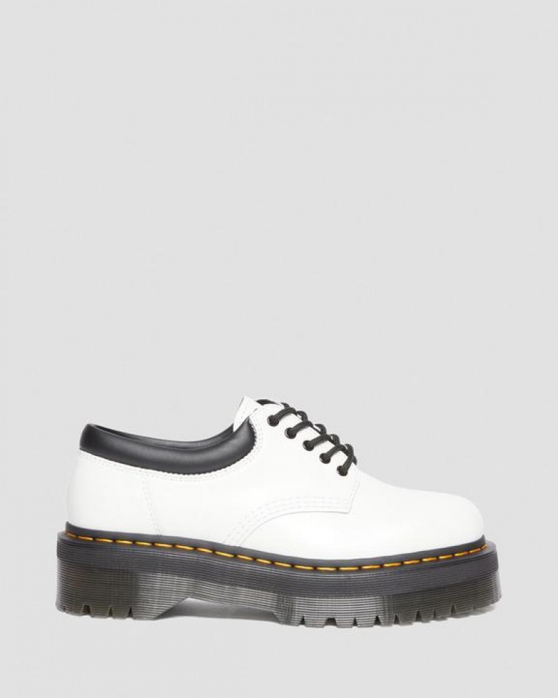 Dr Martens 8053 Læder Casual Platform Sko Herre Hvide | Danmark_Dr87352